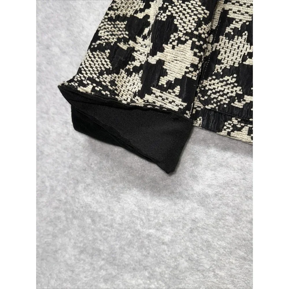 ARMANI COLLEZIONI BLACK & Tan BOUCLE  JACKET 10 Coat Shirt Geometric Slit Sleeve - Picture 4 of 10